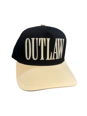 C.C Two-Tone "OUTLAW" Embroidered Baseball Cap - Black & Beige